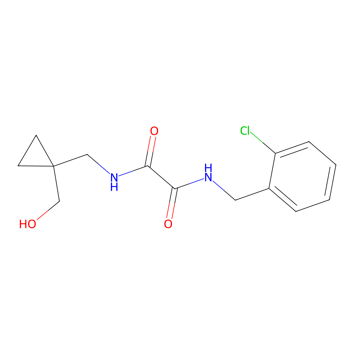 N1-(2-chlorobenzyl)-N2-((1-(hydroxymethyl)cyclopropyl)methyl)oxalamide molecular structure, CAS 1251684-93-1