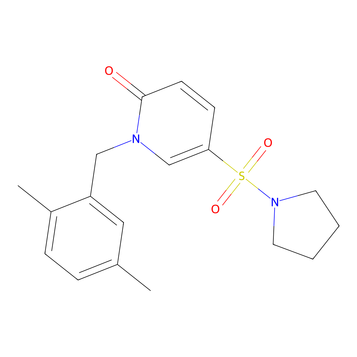 1-[(2,5-Dimethylphenyl)methyl]-5-pyrrolidin-1-ylsulfonylpyridin-2-one molecular structure, CAS 1251684-97-5