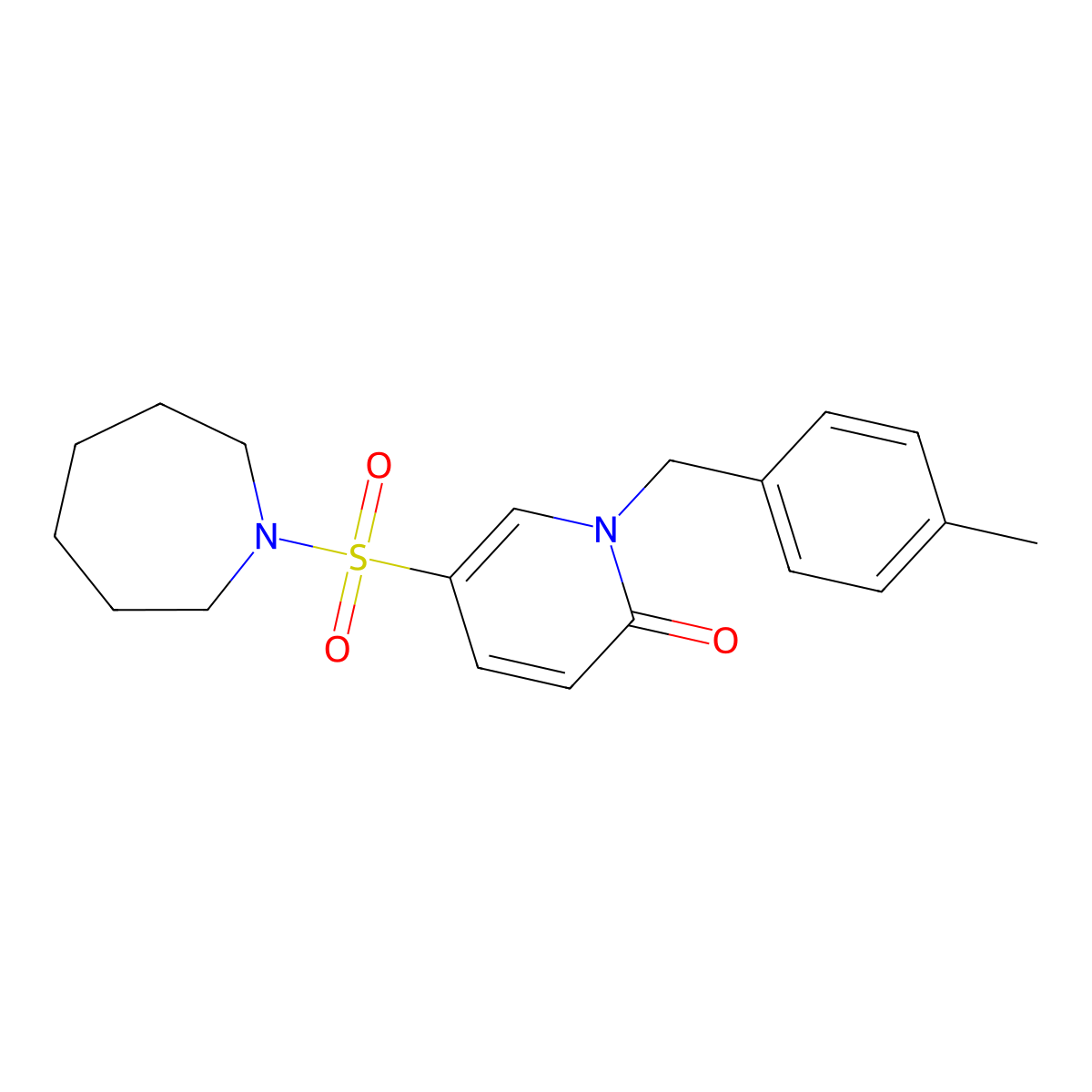 5-(azepan-1-ylsulfonyl)-1-(4-methylbenzyl)pyridin-2(1H)-one molecular structure, CAS 1251684-99-7
