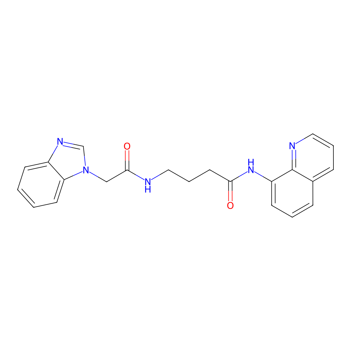4-(2-(1H-benzo[d]imidazol-1-yl)acetamido)-N-(quinolin-8-yl)butanamide molecular structure, CAS 1251685-01-4