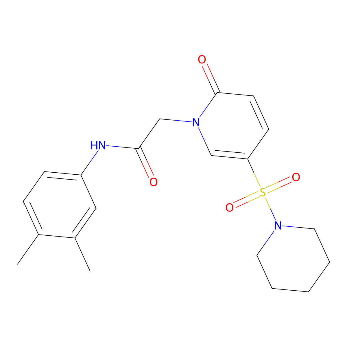 N-(3,4-dimethylphenyl)-2-[2-oxo-5-(piperidin-1-ylsulfonyl)pyridin-1(2H)-yl]acetamide molecular structure, CAS 1251685-04-7