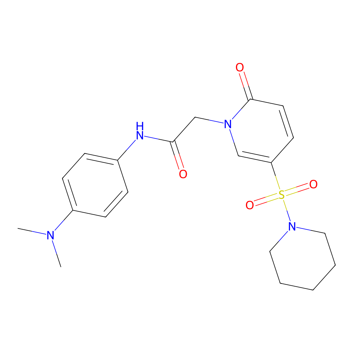 N-[4-(dimethylamino)phenyl]-2-[2-oxo-5-(piperidin-1-ylsulfonyl)pyridin-1(2H)-yl]acetamide molecular structure, CAS 1251685-05-8