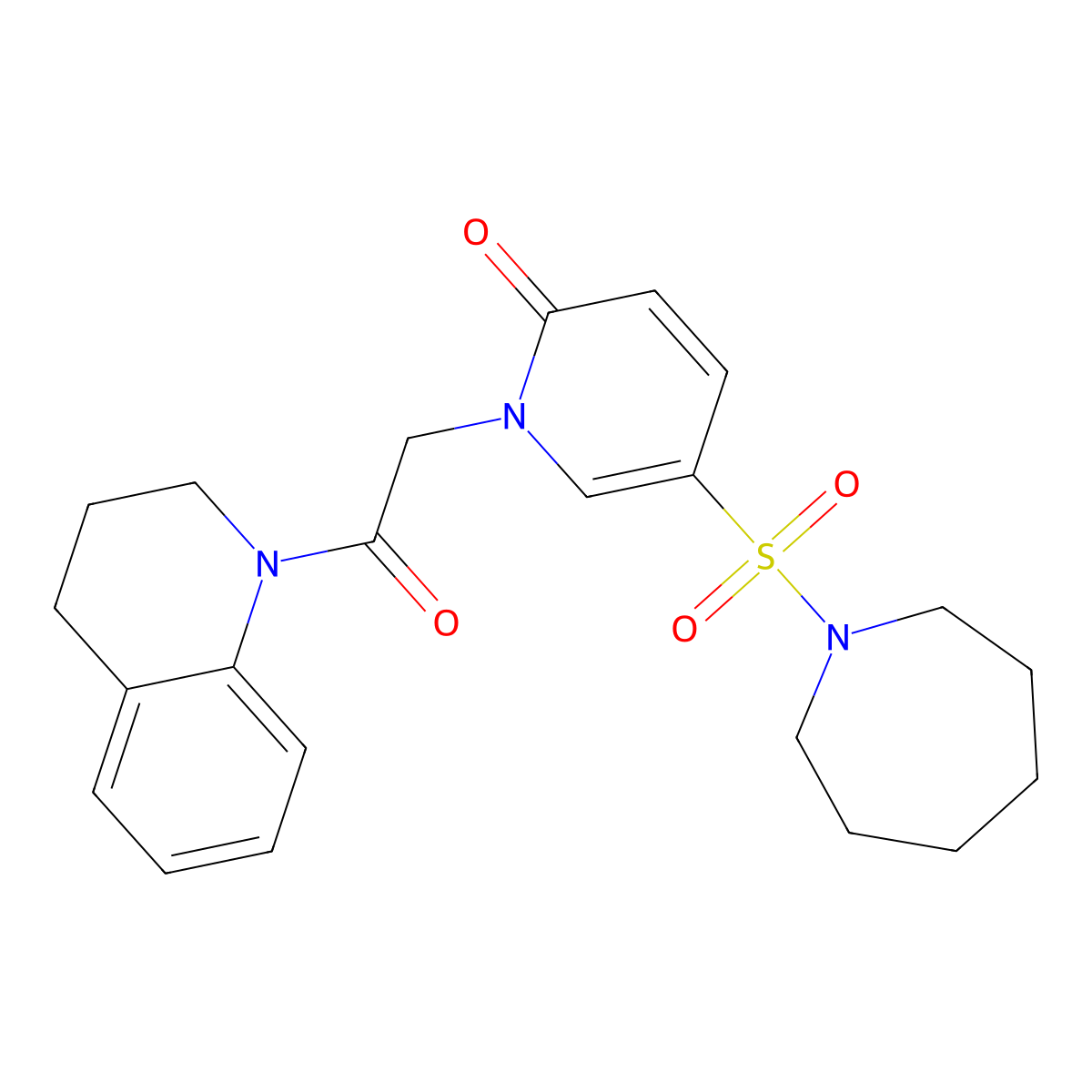 5-(azepan-1-ylsulfonyl)-1-(2-(3,4-dihydroquinolin-1(2H)-yl)-2-oxoethyl)pyridin-2(1H)-one molecular structure, CAS 1251685-07-0