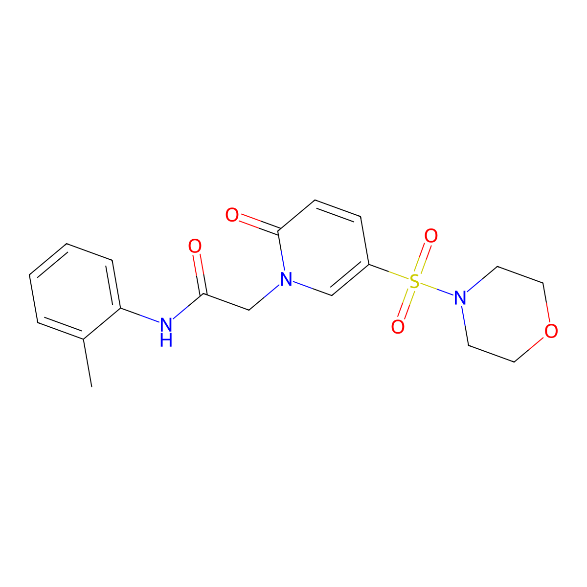 N-(2-methylphenyl)-2-[5-(morpholin-4-ylsulfonyl)-2-oxopyridin-1(2H)-yl]acetamide molecular structure, CAS 1251685-08-1