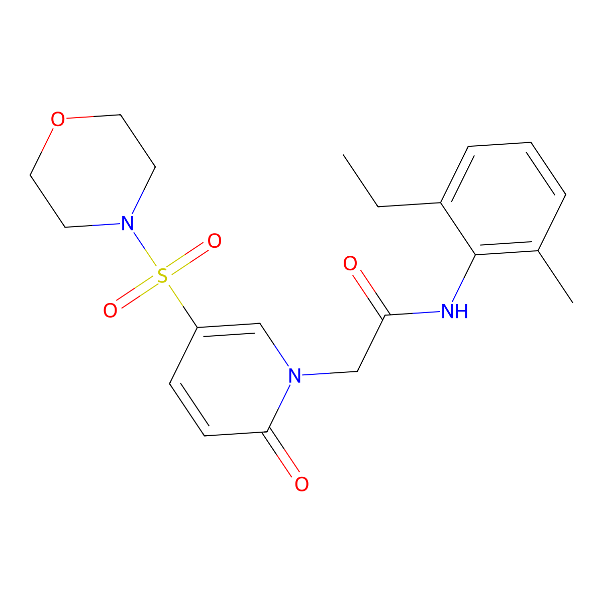 N-(2-ethyl-6-methylphenyl)-2-(5-(morpholinosulfonyl)-2-oxopyridin-1(2H)-yl)acetamide molecular structure, CAS 1251685-10-5