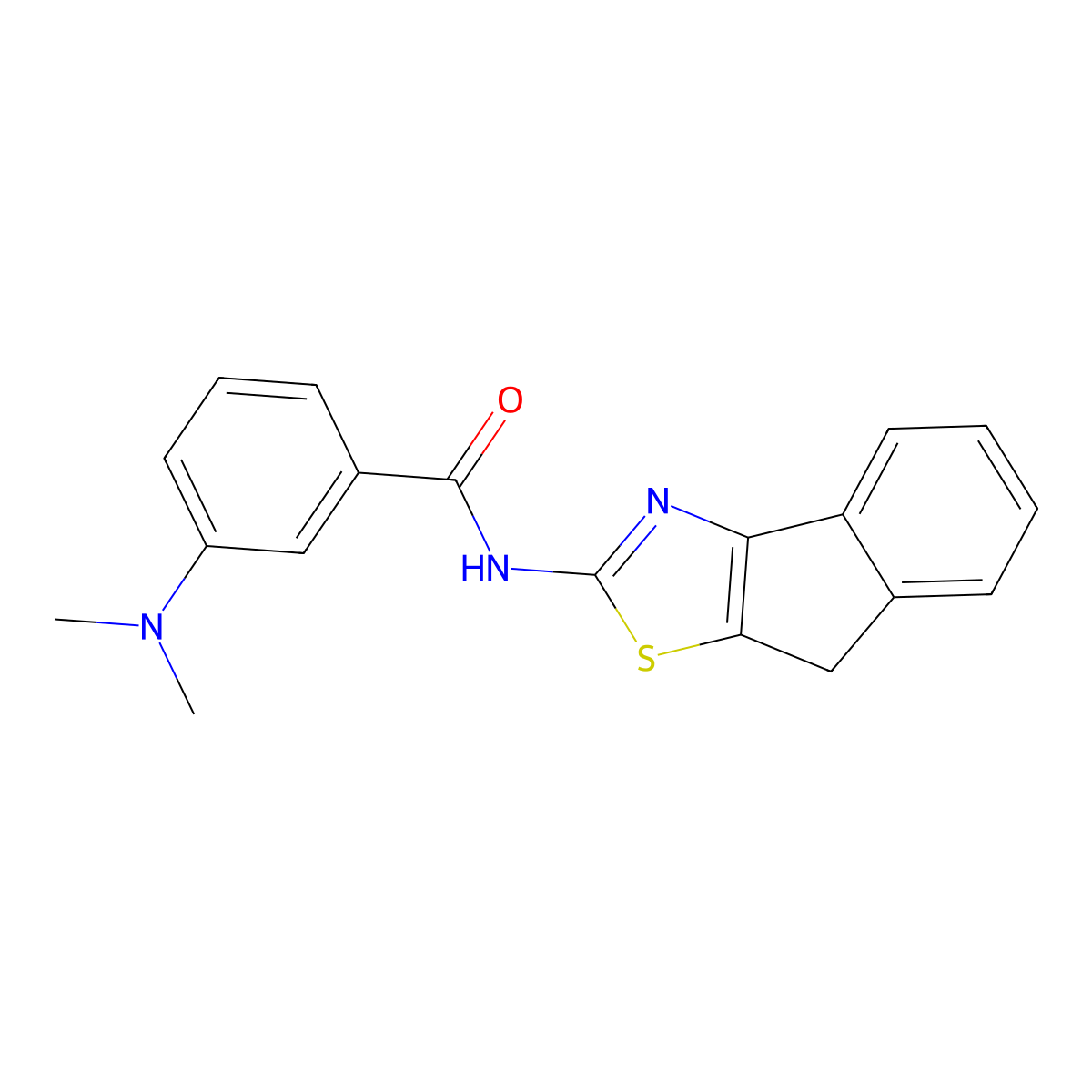 3-(dimethylamino)-N-(8H-indeno[1,2-d]thiazol-2-yl)benzamide molecular structure, CAS 1251685-12-7