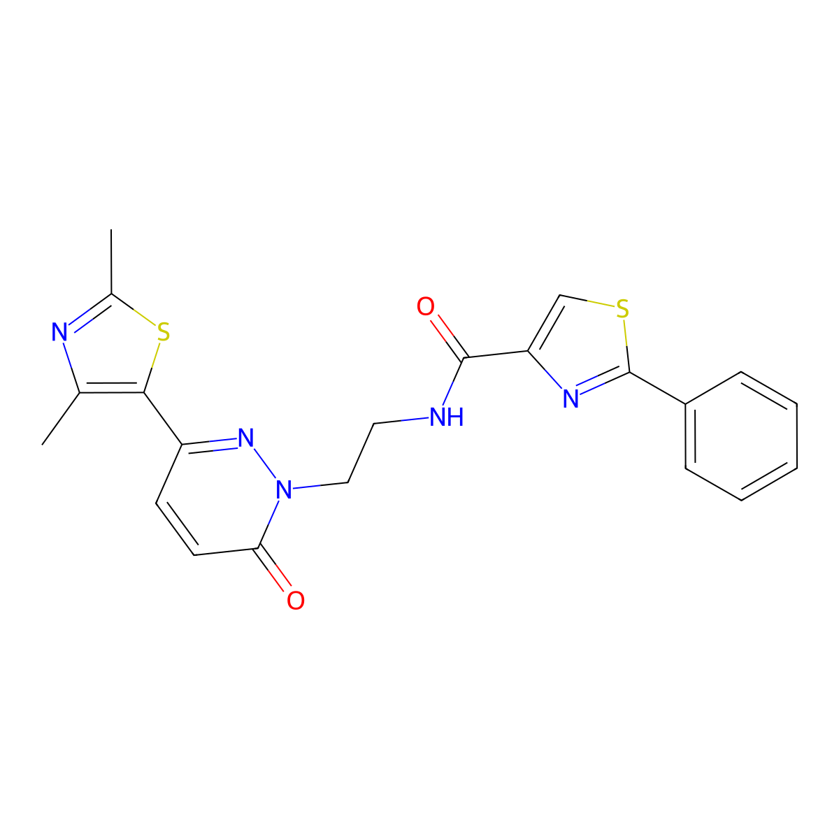 N-(2-(3-(2,4-dimethylthiazol-5-yl)-6-oxopyridazin-1(6H)-yl)ethyl)-2-phenylthiazole-4-carboxamide molecular structure, CAS 1251685-15-0