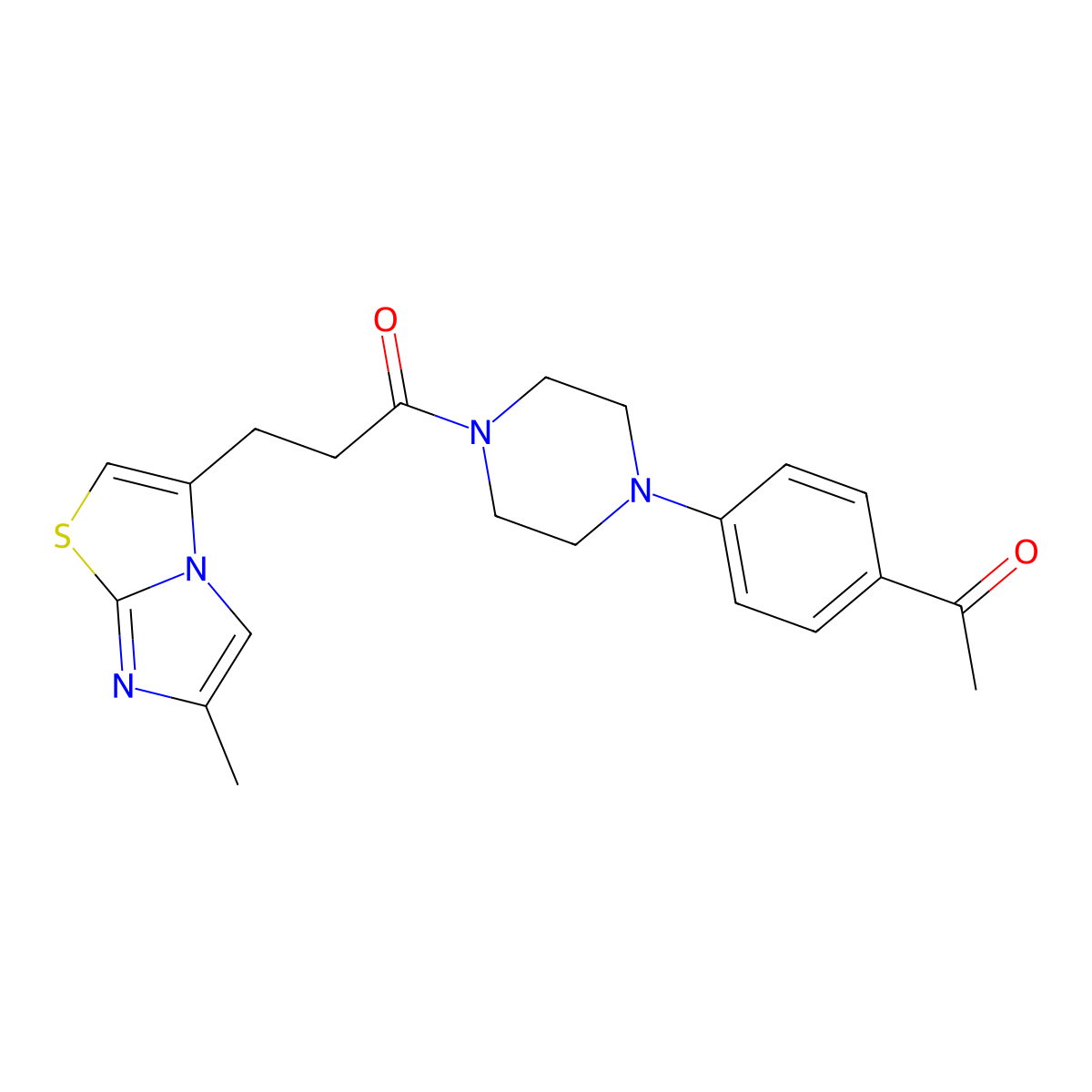 1-(4-(4-Acetylphenyl)piperazin-1-yl)-3-(6-methylimidazo[2,1-b]thiazol-3-yl)propan-1-one molecular structure, CAS 1251685-20-7