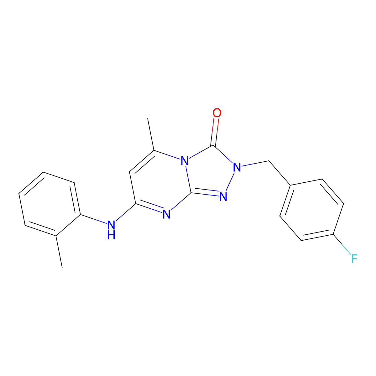 2-(4-fluorobenzyl)-5-methyl-7-(o-tolylamino)-[1,2,4]triazolo[4,3-a]pyrimidin-3(2H)-one molecular structure, CAS 1251685-21-8