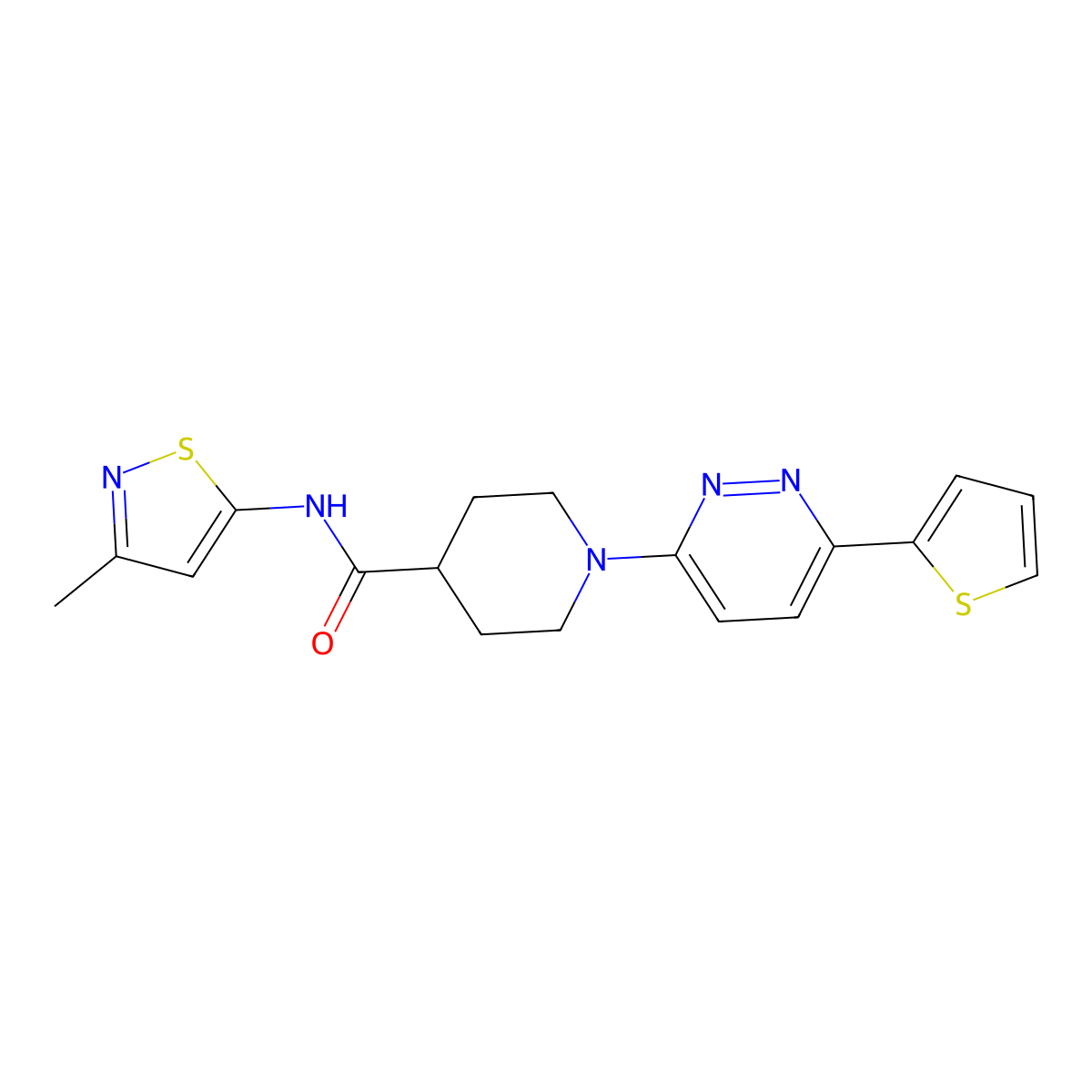 N-(3-methylisothiazol-5-yl)-1-(6-(thiophen-2-yl)pyridazin-3-yl)piperidine-4-carboxamide molecular structure, CAS 1251685-30-9