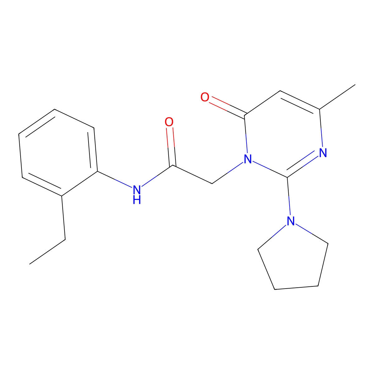 N-(2-ethylphenyl)-2-(4-methyl-6-oxo-2-pyrrolidin-1-ylpyrimidin-1(6H)-yl)acetamide molecular structure, CAS 1251685-32-1