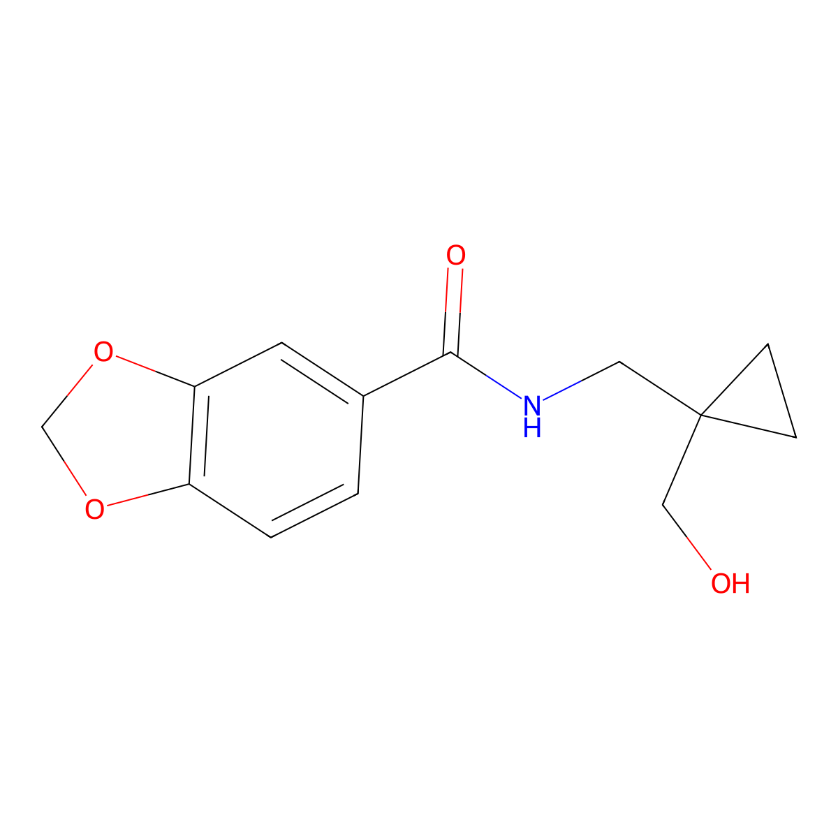 N-((1-(hydroxymethyl)cyclopropyl)methyl)benzo[d][1,3]dioxole-5-carboxamide molecular structure, CAS 1251685-45-6