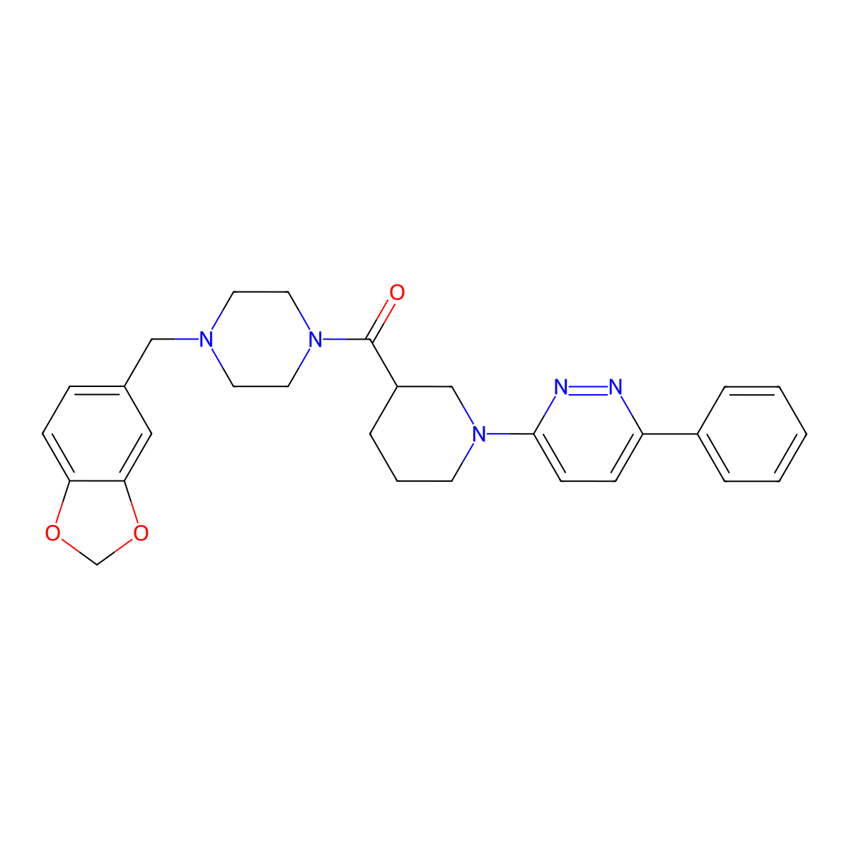 3-(3-{[4-(1,3-Benzodioxol-5-ylmethyl)piperazin-1-yl]carbonyl}piperidin-1-yl)-6-phenylpyridazine molecular structure, CAS 1251685-58-1