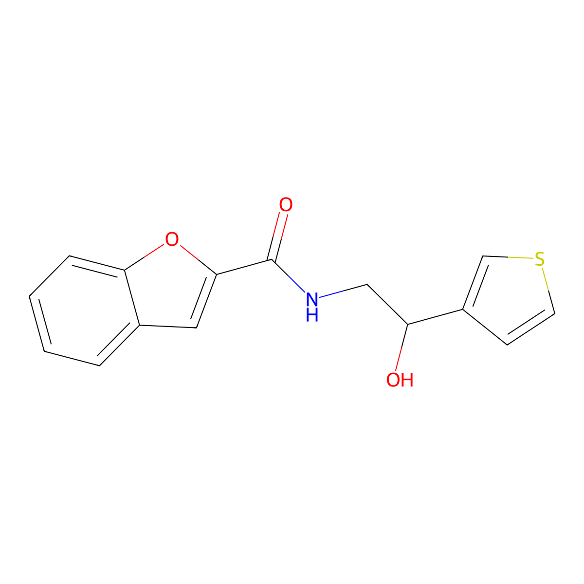 N-(2-hydroxy-2-(thiophen-3-yl)ethyl)benzofuran-2-carboxamide molecular structure, CAS 1251685-60-5