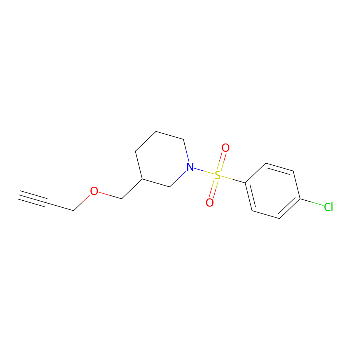 1-((4-Chlorophenyl)sulfonyl)-3-((prop-2-yn-1-yloxy)methyl)piperidine molecular structure, CAS 1251685-62-7