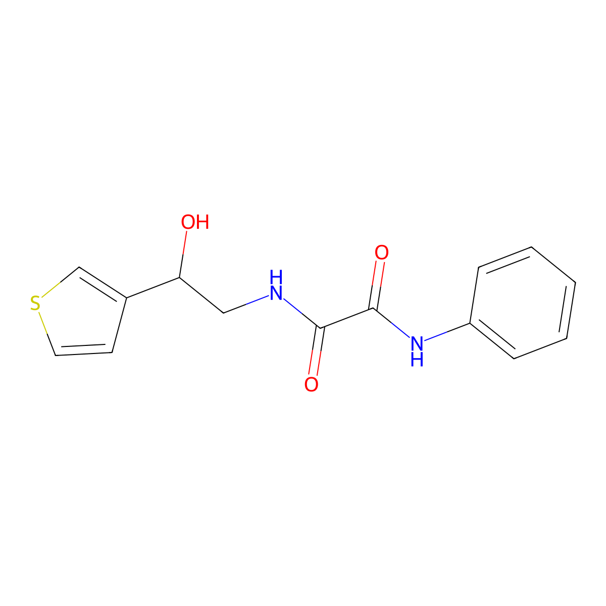 N1-(2-hydroxy-2-(thiophen-3-yl)ethyl)-N2-phenyloxalamide molecular structure, CAS 1251685-64-9