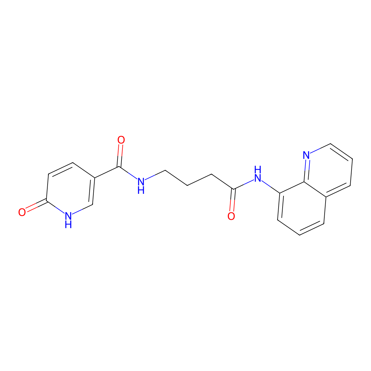 6-oxo-N-(4-oxo-4-(quinolin-8-ylamino)butyl)-1,6-dihydropyridine-3-carboxamide molecular structure, CAS 1251685-68-3
