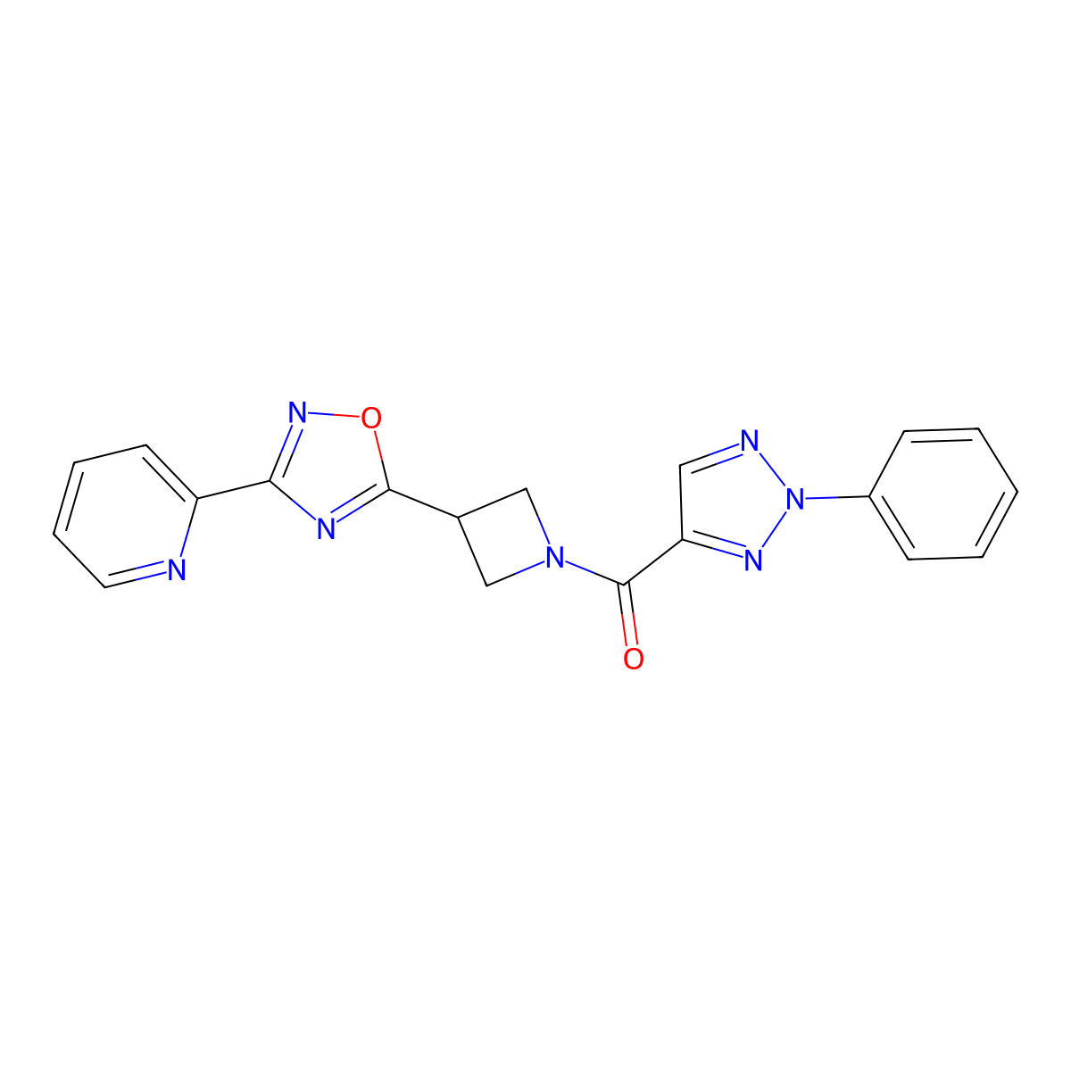 (2-phenyl-2H-1,2,3-triazol-4-yl)(3-(3-(pyridin-2-yl)-1,2,4-oxadiazol-5-yl)azetidin-1-yl)methanone molecular structure, CAS 1251685-72-9