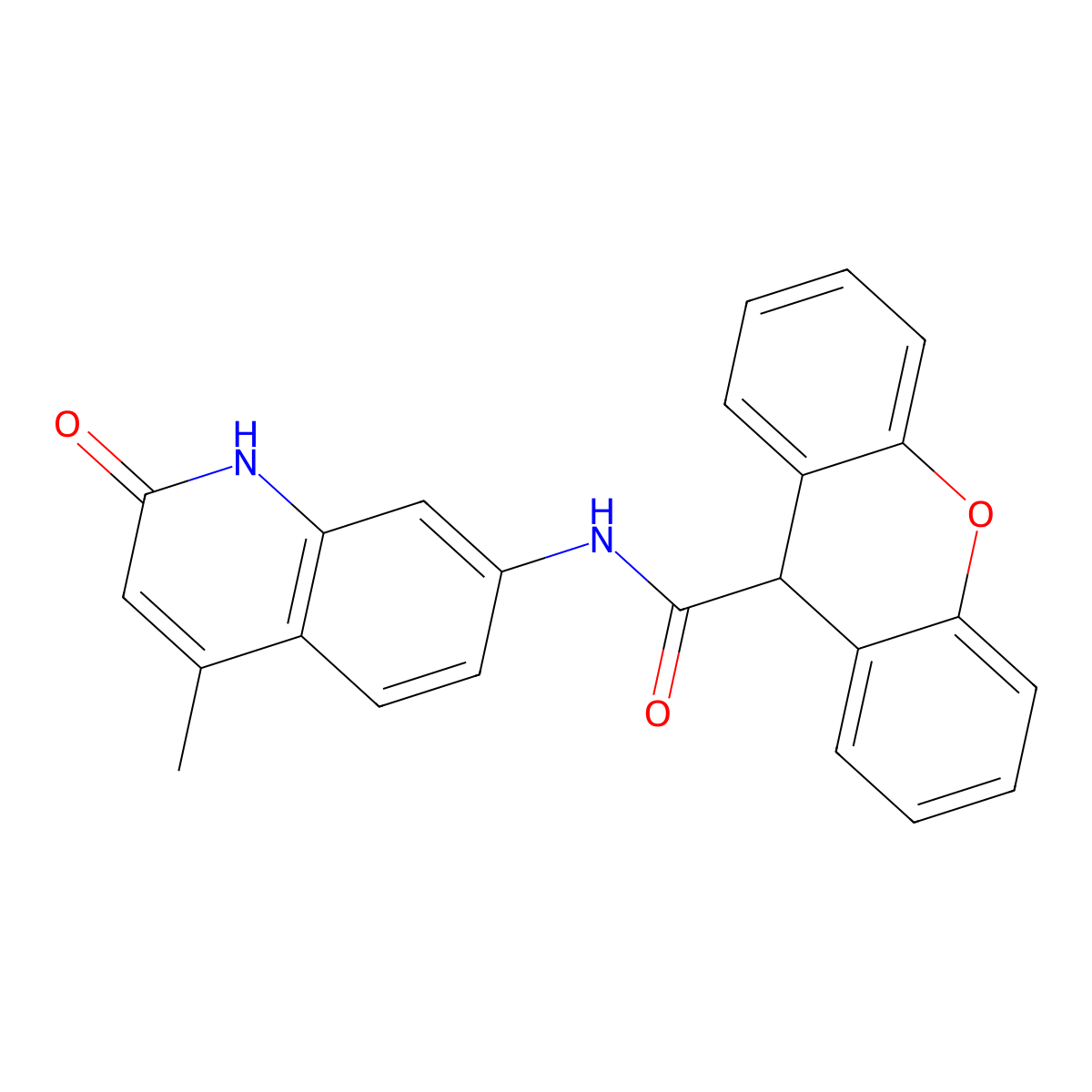 N-(4-methyl-2-oxo-1,2-dihydroquinolin-7-yl)-9H-xanthene-9-carboxamide molecular structure, CAS 1251685-74-1
