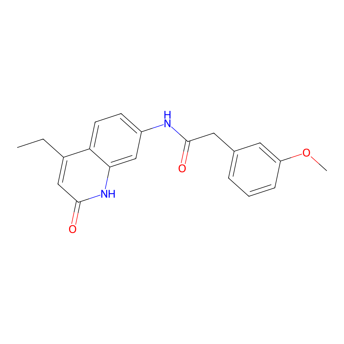N-(4-ethyl-2-oxo-1,2-dihydroquinolin-7-yl)-2-(3-methoxyphenyl)acetamide molecular structure, CAS 1251685-77-4