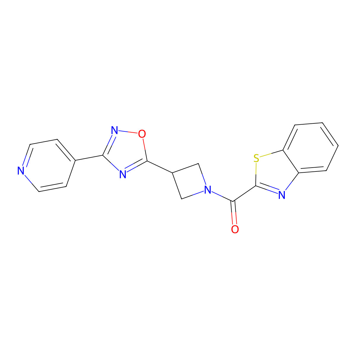 Benzo[d]thiazol-2-yl(3-(3-(pyridin-4-yl)-1,2,4-oxadiazol-5-yl)azetidin-1-yl)methanone molecular structure, CAS 1251685-83-2