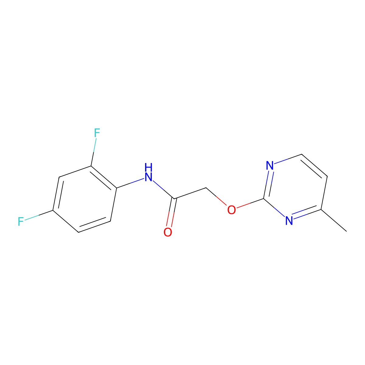 N-(2,4-difluorophenyl)-2-((4-methylpyrimidin-2-yl)oxy)acetamide molecular structure, CAS 1251685-87-6