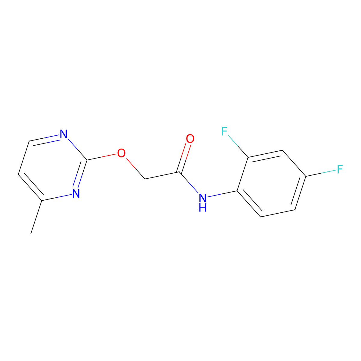 N-(2,4-difluorophenyl)-2-((4-methylpyrimidin-2-yl)oxy)acetamide molecular structure, CAS 1251685-87-6