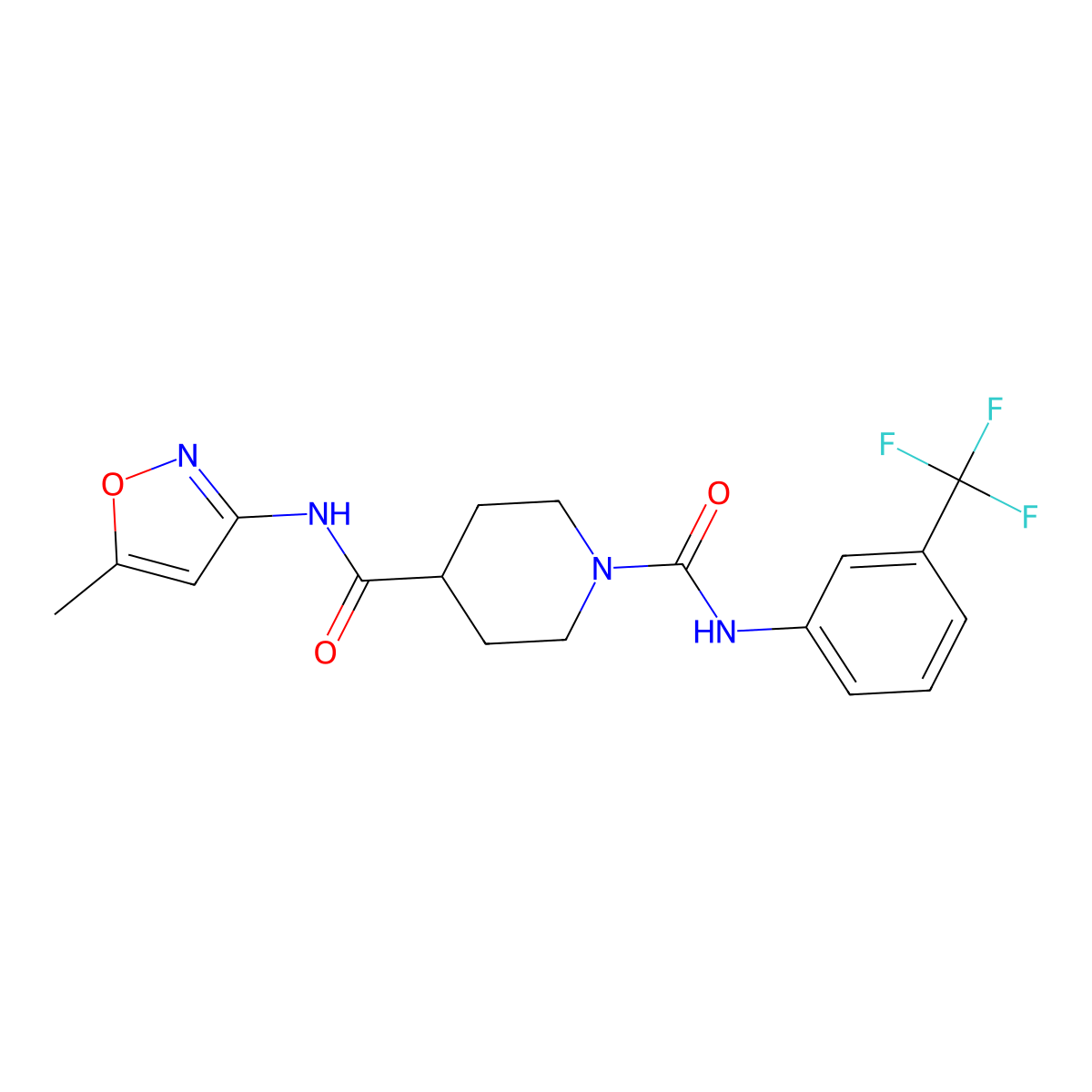 N4-(5-methylisoxazol-3-yl)-N1-(3-(trifluoromethyl)phenyl)piperidine-1,4-dicarboxamide molecular structure, CAS 1251686-00-6
