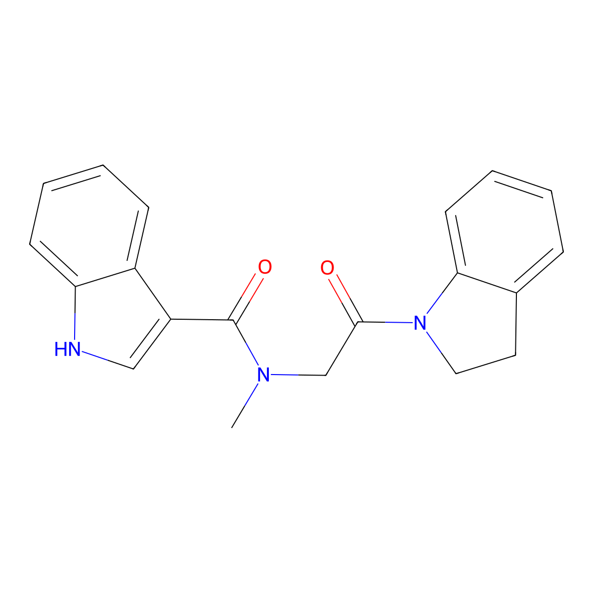N-(2-(indolin-1-yl)-2-oxoethyl)-N-methyl-1H-indole-3-carboxamide molecular structure, CAS 1251686-01-7