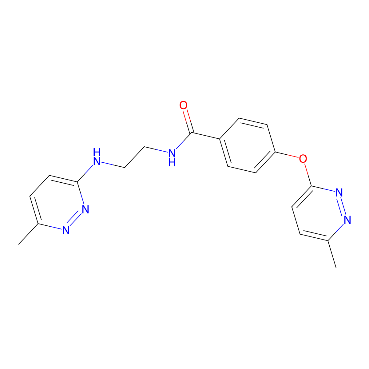 N-{2-[(6-methylpyridazin-3-yl)amino]ethyl}-4-[(6-methylpyridazin-3-yl)oxy]benzamide molecular structure, CAS 1251686-04-0
