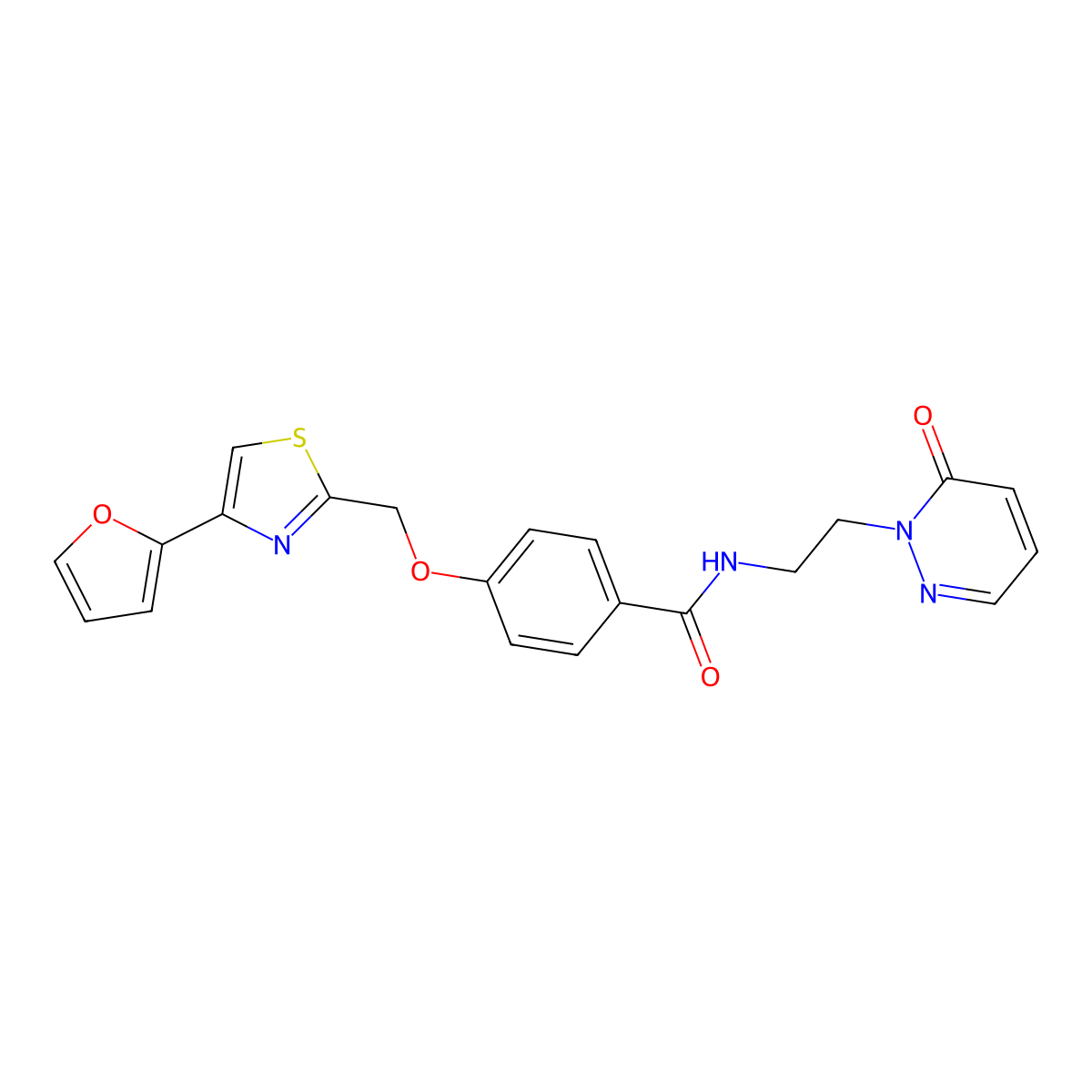 4-((4-(furan-2-yl)thiazol-2-yl)methoxy)-N-(2-(6-oxopyridazin-1(6H)-yl)ethyl)benzamide molecular structure, CAS 1251686-10-8