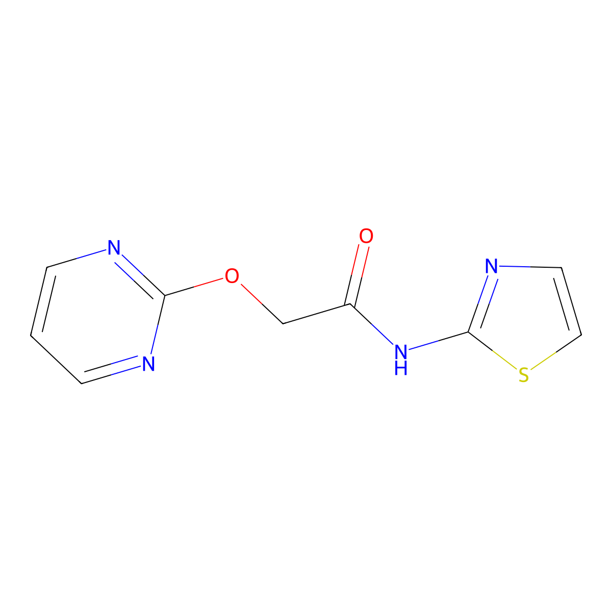 2-(pyrimidin-2-yloxy)-N-(thiazol-2-yl)acetamide molecular structure, CAS 1251686-13-1