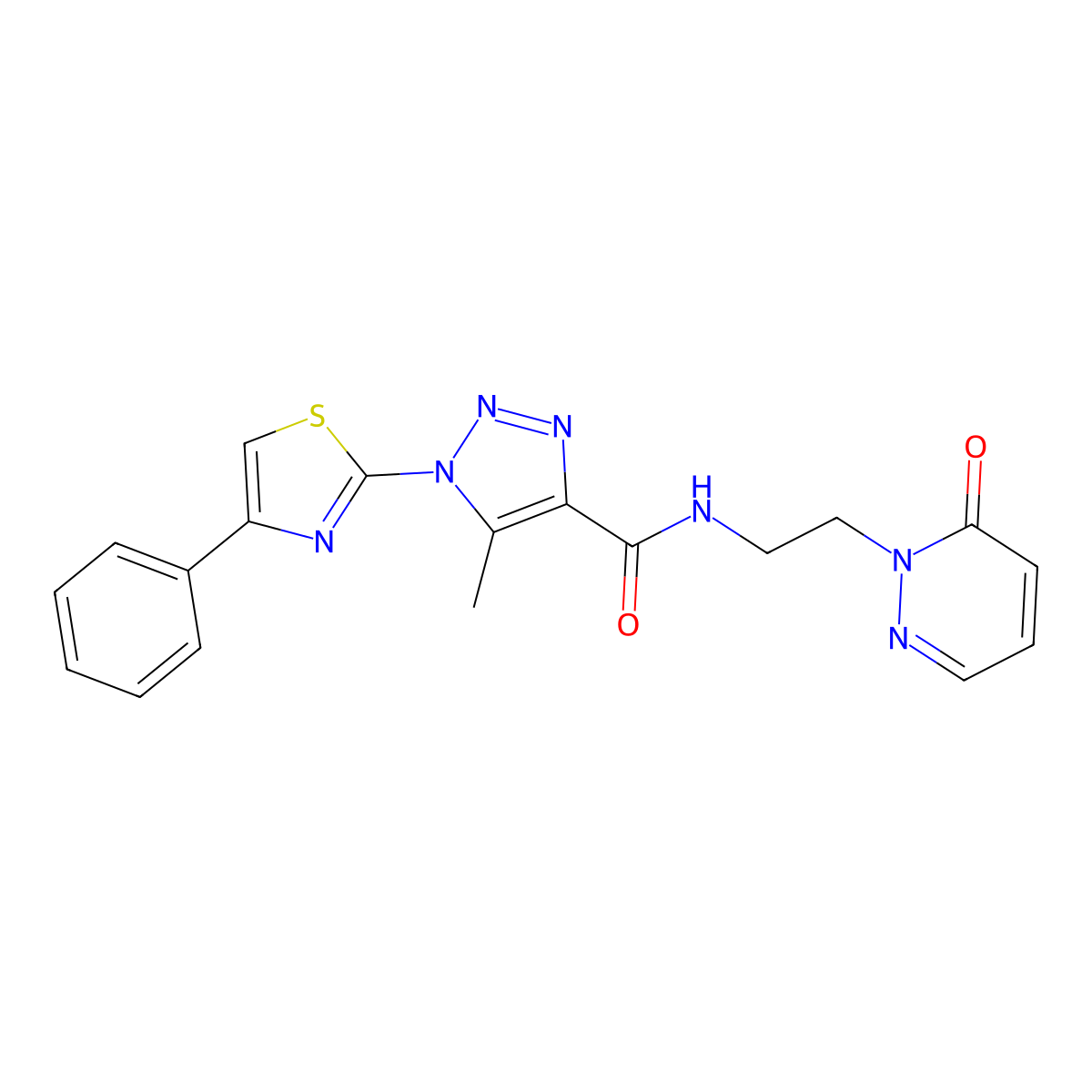 5-methyl-N-(2-(6-oxopyridazin-1(6H)-yl)ethyl)-1-(4-phenylthiazol-2-yl)-1H-1,2,3-triazole-4-carboxamide molecular structure, CAS 1251686-17-5