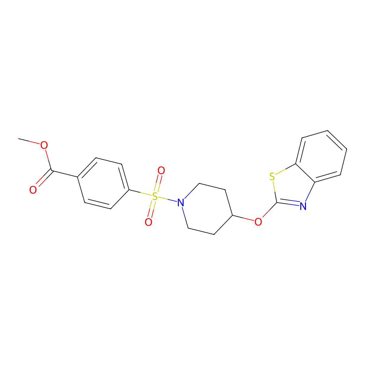 Methyl 4-((4-(benzo[d]thiazol-2-yloxy)piperidin-1-yl)sulfonyl)benzoate molecular structure, CAS 1251686-25-5