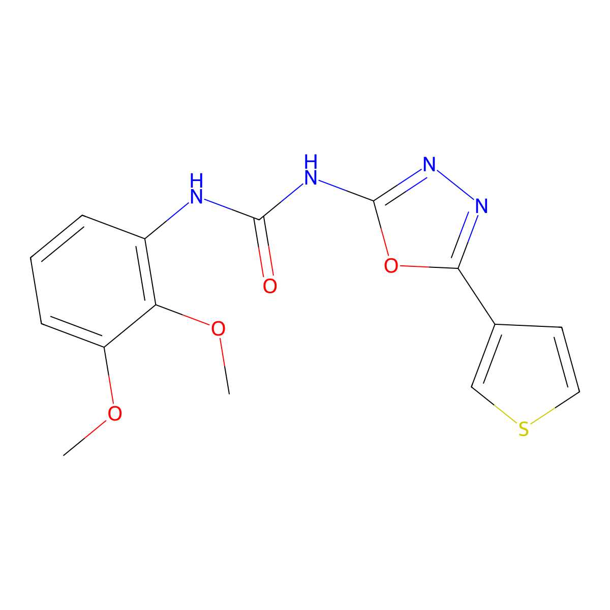 1-(2,3-Dimethoxyphenyl)-3-(5-(thiophen-3-yl)-1,3,4-oxadiazol-2-yl)urea molecular structure, CAS 1251686-34-6