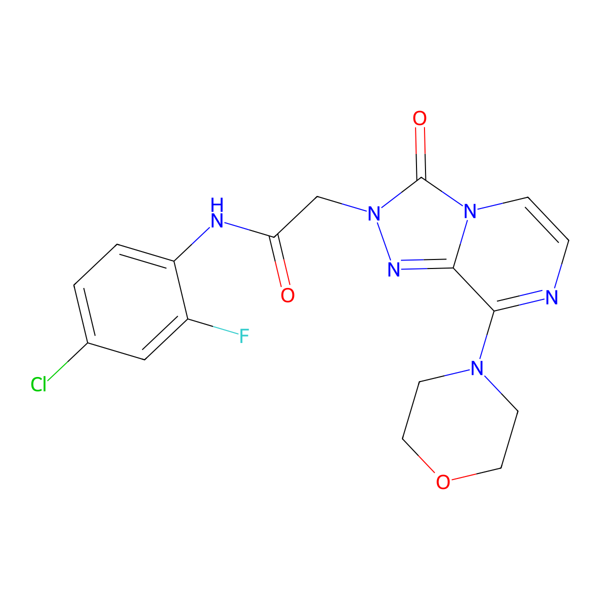 N-(4-chloro-2-fluorophenyl)-2-(8-morpholino-3-oxo-[1,2,4]triazolo[4,3-a]pyrazin-2(3H)-yl)acetamide molecular structure, CAS 1251686-54-0