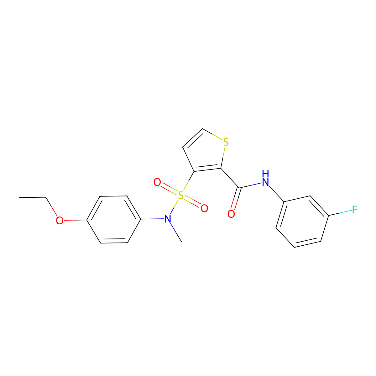 3-[(4-ethoxyphenyl)(methyl)sulfamoyl]-N-(3-fluorophenyl)thiophene-2-carboxamide molecular structure, CAS 1251686-57-3
