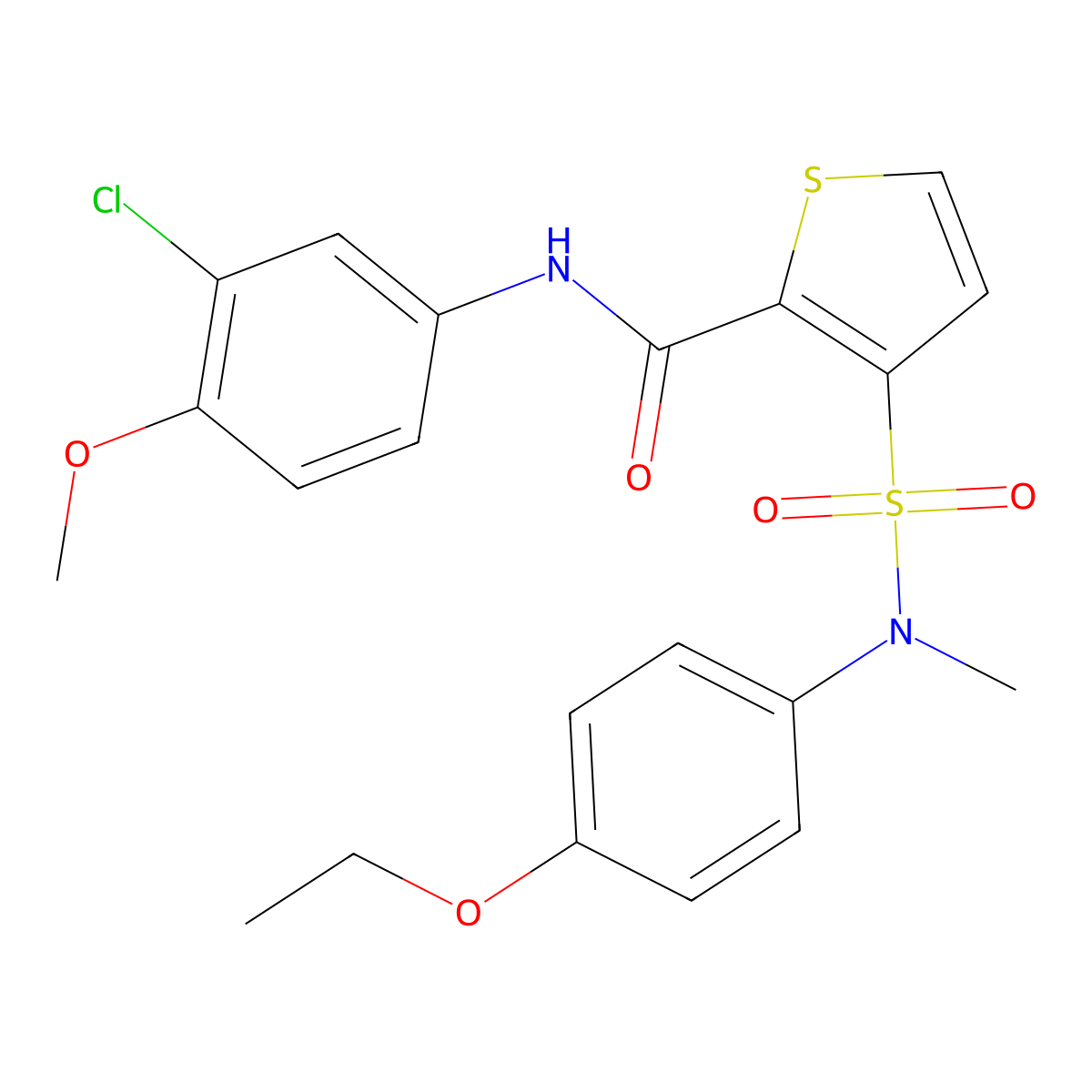 N-(3-chloro-4-methoxyphenyl)-3-[(4-ethoxyphenyl)(methyl)sulfamoyl]thiophene-2-carboxamide molecular structure, CAS 1251686-59-5