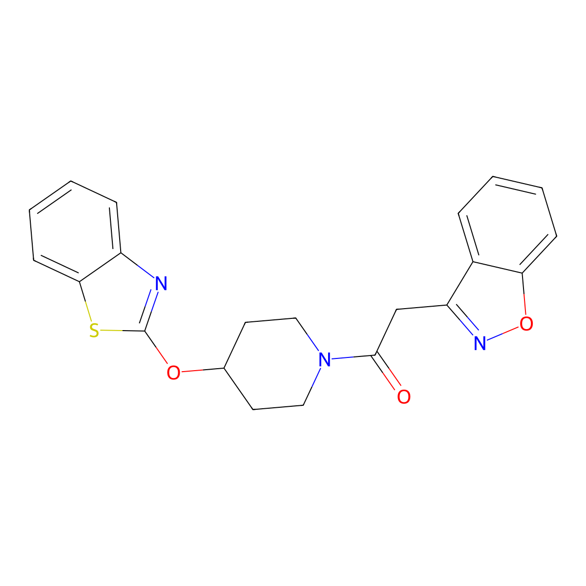 2-(Benzo[d]isoxazol-3-yl)-1-(4-(benzo[d]thiazol-2-yloxy)piperidin-1-yl)ethanone molecular structure, CAS 1251686-60-8