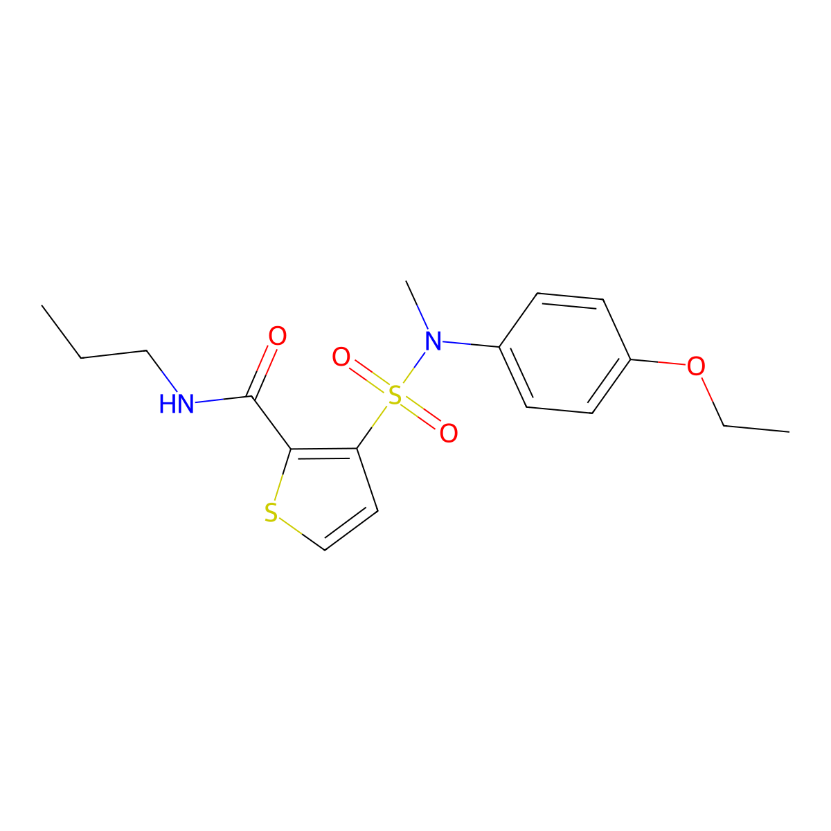 3-[(4-ethoxyphenyl)(methyl)sulfamoyl]-N-propylthiophene-2-carboxamide molecular structure, CAS 1251686-64-2