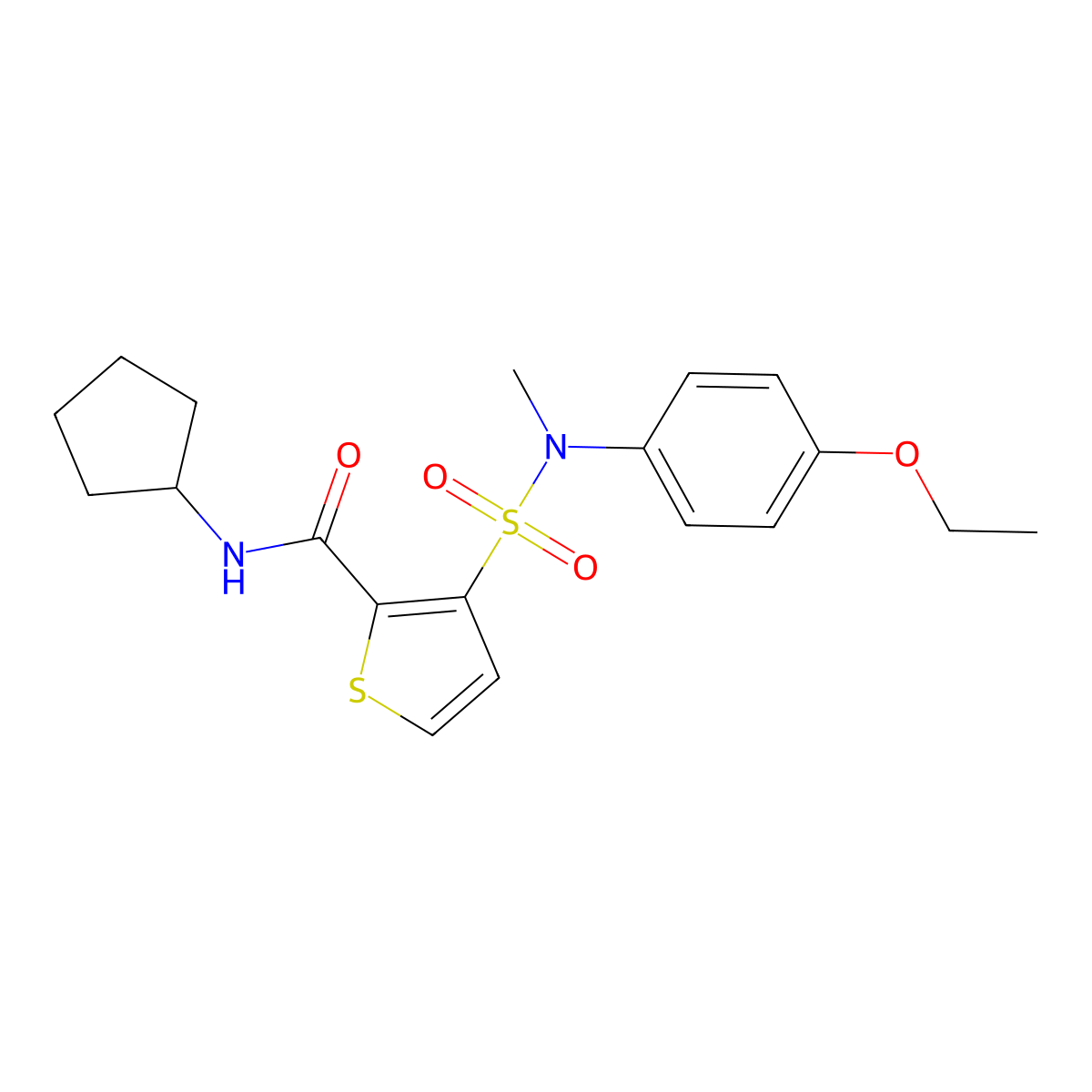 N-cyclopentyl-3-[(4-ethoxyphenyl)(methyl)sulfamoyl]thiophene-2-carboxamide molecular structure, CAS 1251686-67-5