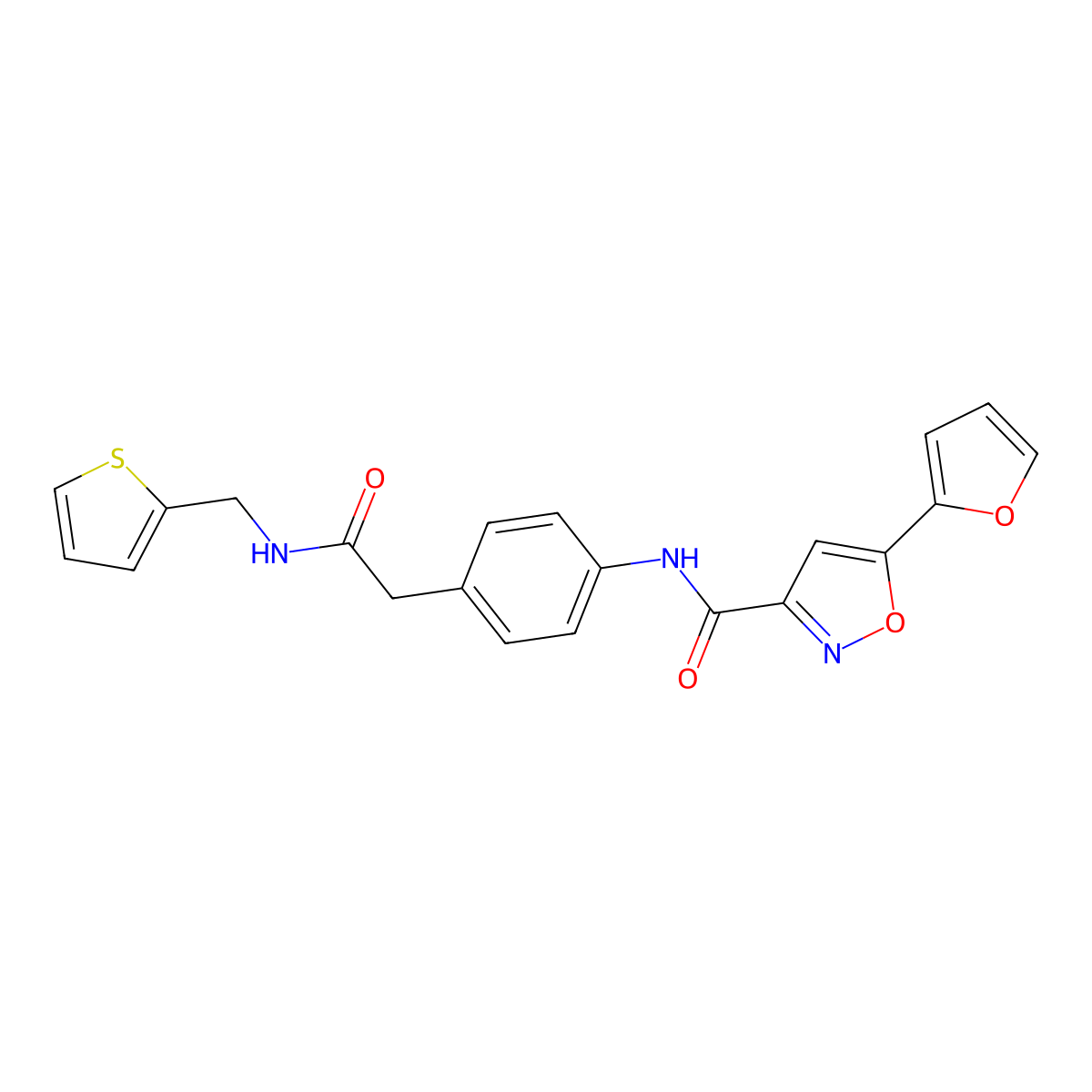 5-(furan-2-yl)-N-(4-(2-oxo-2-((thiophen-2-ylmethyl)amino)ethyl)phenyl)isoxazole-3-carboxamide molecular structure, CAS 1251686-69-7