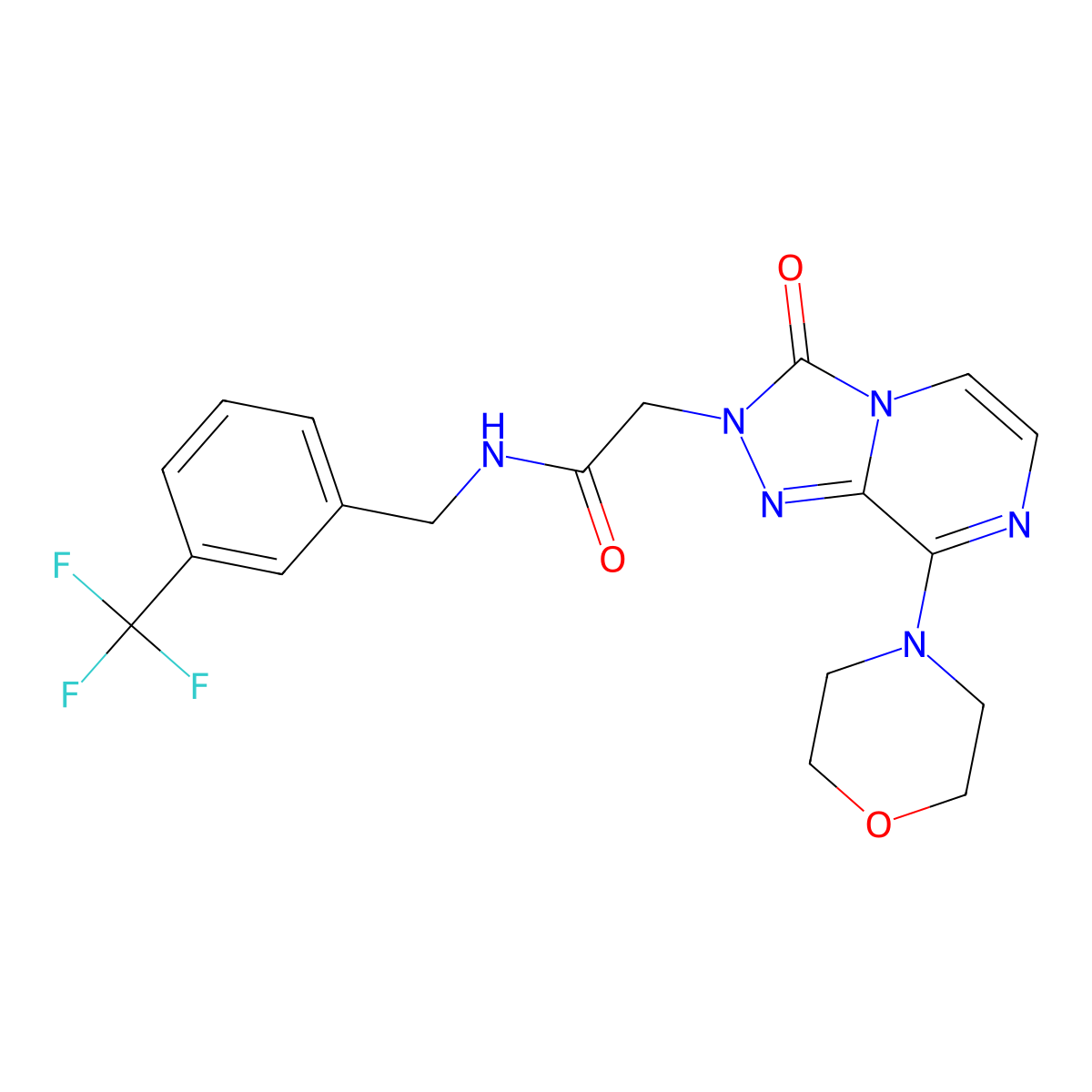 2-[8-(morpholin-4-yl)-3-oxo-2H,3H-[1,2,4]triazolo[4,3-a]pyrazin-2-yl]-N-{[3-(trifluoromethyl)phenyl]methyl}acetamide molecular structure, CAS 1251686-73-3