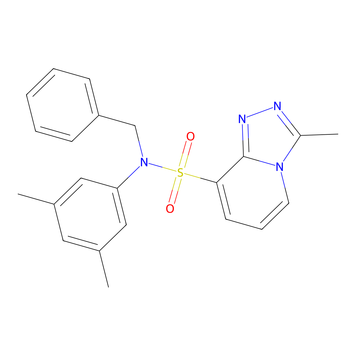 N-benzyl-N-(3,5-dimethylphenyl)-3-methyl-[1,2,4]triazolo[4,3-a]pyridine-8-sulfonamide molecular structure, CAS 1251686-80-2