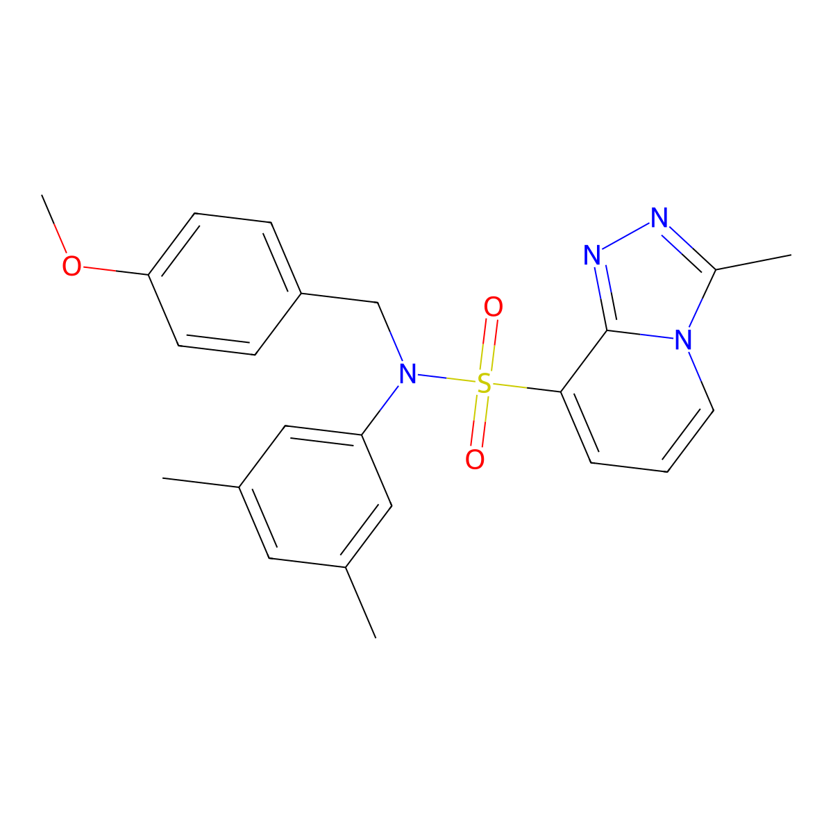 N-(3,5-dimethylphenyl)-N-[(4-methoxyphenyl)methyl]-3-methyl-[1,2,4]triazolo[4,3-a]pyridine-8-sulfonamide molecular structure, CAS 1251686-87-9