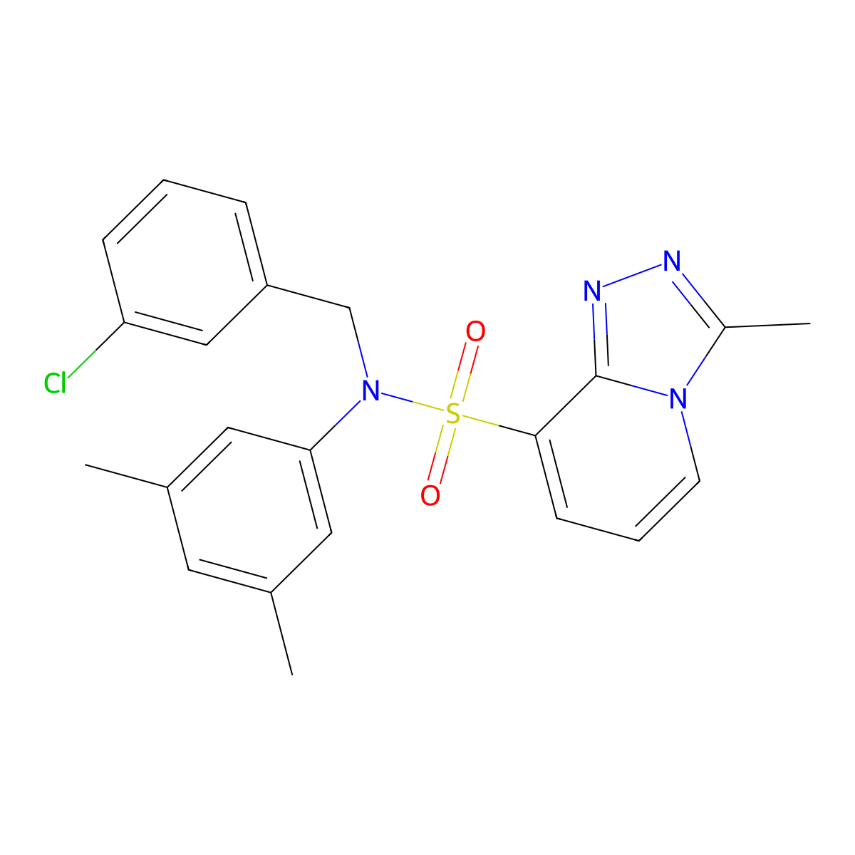 N-(3-chlorobenzyl)-N-(3,5-dimethylphenyl)-3-methyl-[1,2,4]triazolo[4,3-a]pyridine-8-sulfonamide molecular structure, CAS 1251686-93-7