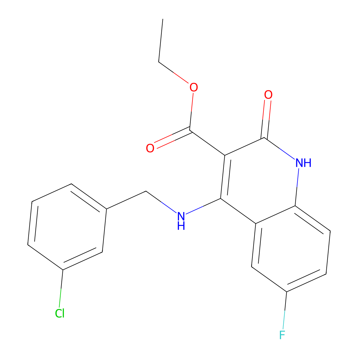 Ethyl 4-((3-chlorobenzyl)amino)-6-fluoro-2-oxo-1,2-dihydroquinoline-3-carboxylate molecular structure, CAS 1251686-94-8