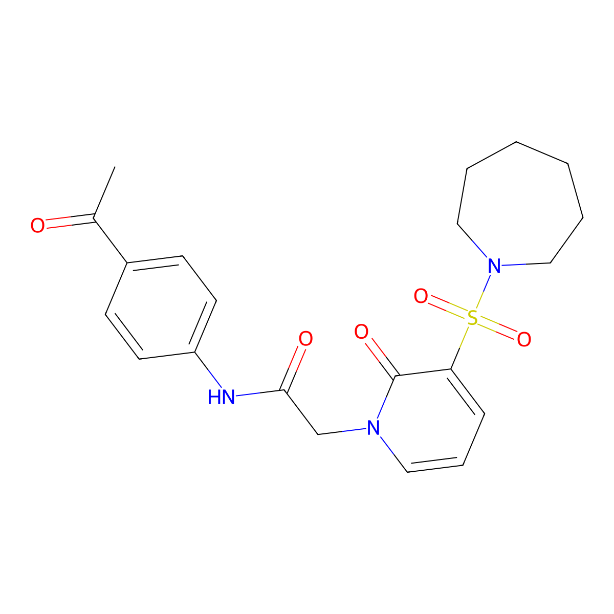 N-(4-acetylphenyl)-2-[3-(azepan-1-ylsulfonyl)-2-oxopyridin-1(2H)-yl]acetamide molecular structure, CAS 1251687-04-3