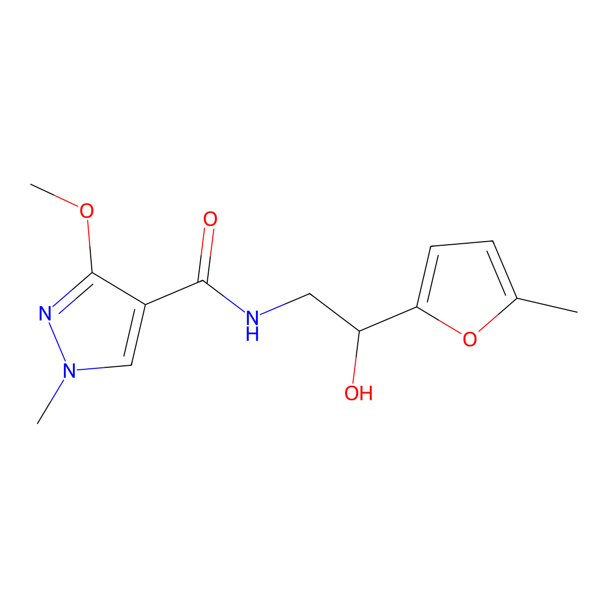 N-(2-hydroxy-2-(5-methylfuran-2-yl)ethyl)-3-methoxy-1-methyl-1H-pyrazole-4-carboxamide molecular structure, CAS 1251687-06-5