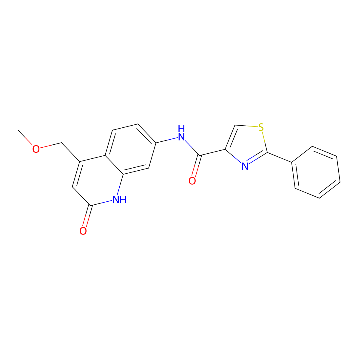 N-(4-(methoxymethyl)-2-oxo-1,2-dihydroquinolin-7-yl)-2-phenylthiazole-4-carboxamide molecular structure, CAS 1251687-12-3